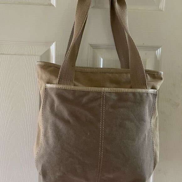 Fossil long live vintage khaki & Brown canvas shoulder bag antique tone hardware - Picture 3 of 14